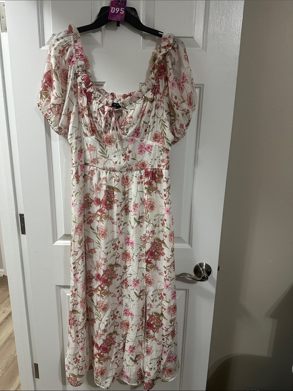 As U Wish Cream Maxi Dress with Pink and Brown Floral Print